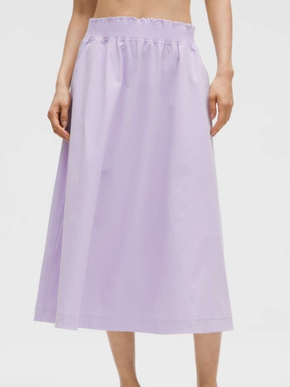 🔥 Lululemon Stretch Woven Ruffle-Waist Midi Skirt Lavender Frost Size X-SMALL